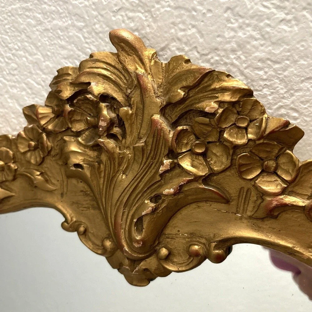 Antique Carved Wood Regency Rococo Style Gold Wall‎ Mirror 23 x 32
